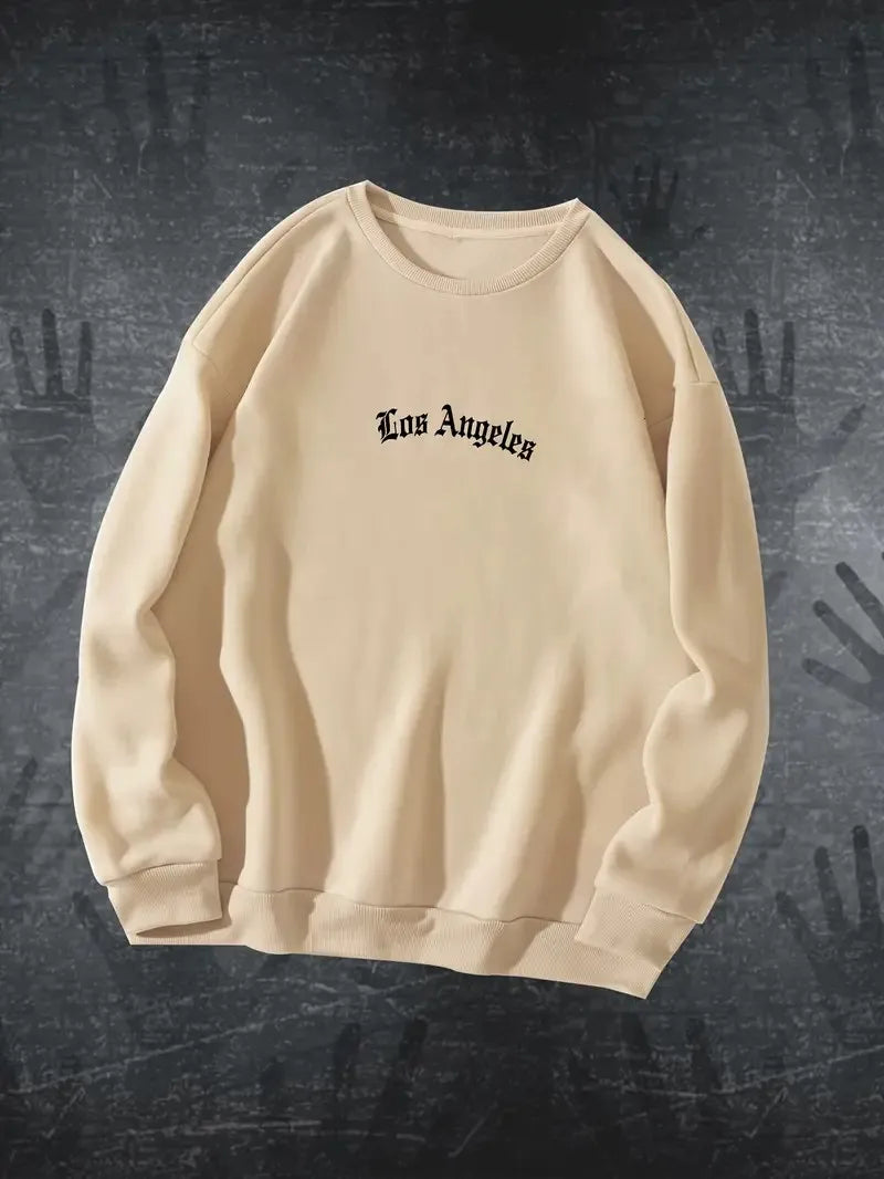 The new men's round-neck hoodie for Spring and Autumn 2025 features street fashion and soft 3D letter pattern printing Zen Fit Plus