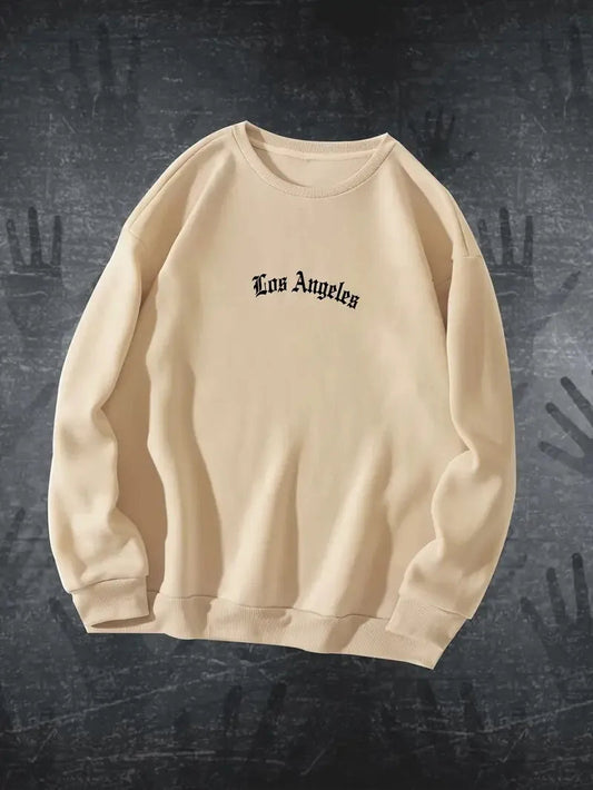 The new men's round-neck hoodie for Spring and Autumn 2025 features street fashion and soft 3D letter pattern printing Zen Fit Plus
