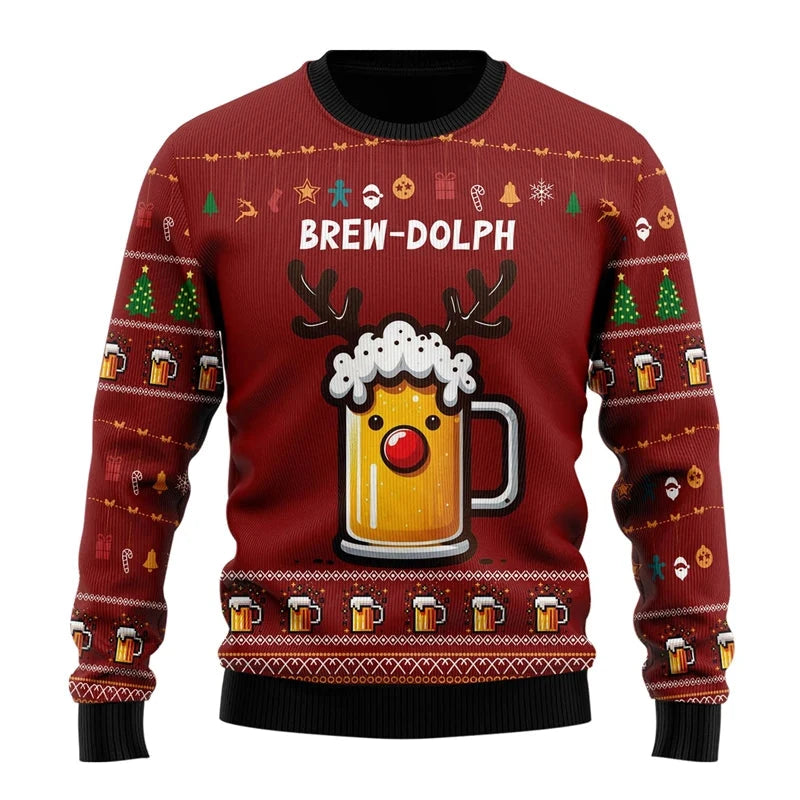 Fashion Beer Ugly Christmas Sweater For Women Clothes Hip Hop Bar Party Men Sweatshirts Casual Male Pullovers Beers Tracksuit Zen Fit Plus