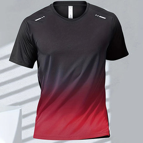 Men's T-Shirts Sports Fitness Sportswear Quick-Drying Gradient Short Sleeve Tops Outdoor Basketball Training Running Men Clothes Zen fit plus