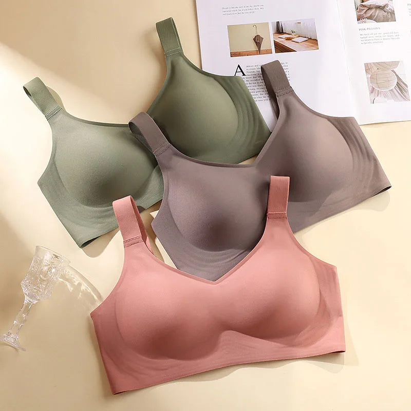 Beautiful Back Large Size Soft Support Push-up Bra For Women, Seamless One-piece, Wire-free, Adjustable Sports Thin Bra Zen Fit Plus