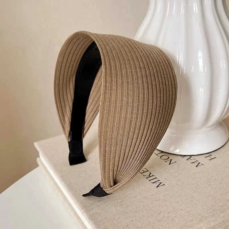 New Soft Wide Knitting Cotton Hairbands for Women Girls Korean Neutral Solid Turban with Teeth Head Band Headwear Accessories Zen Fit Plus