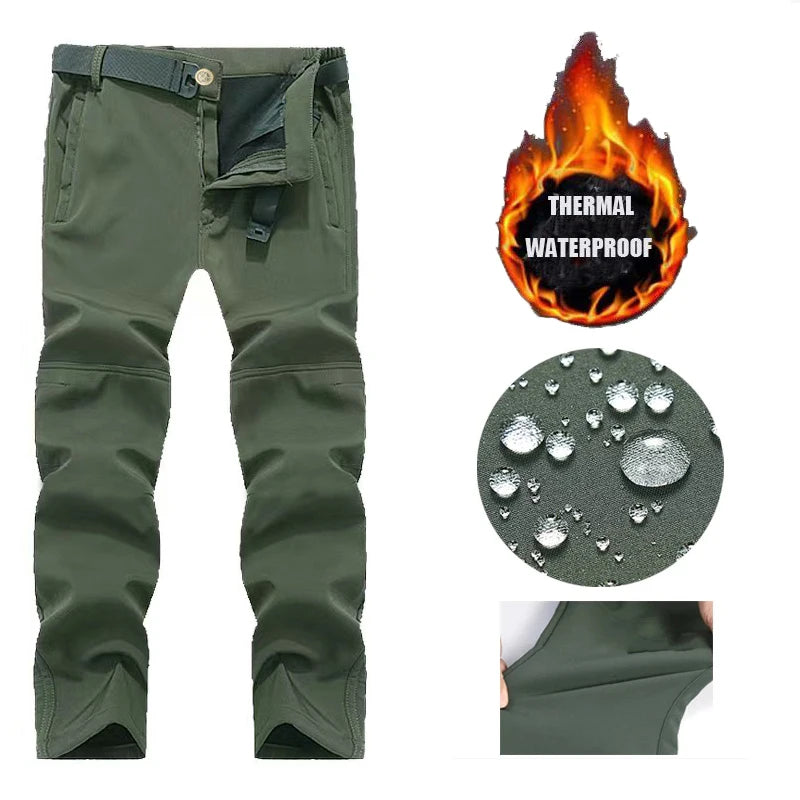 Men's City Cargo Autumn Winter Fleece Softshell Hiking Pants Fishing Climbing Trekking Casual Hunting Camping Trousers M-5XL Zen fit plus