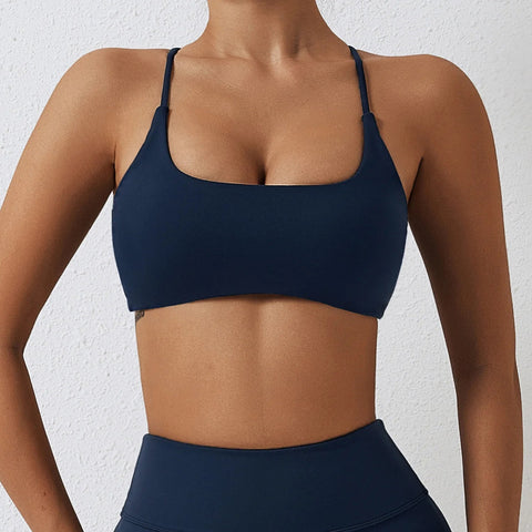 NCLAGEN Ladies Sports Bra Sexy Criss Cross Straps Back High Support Impact Yoga Underwear Running Fitness Gym Padded Bralette Zen fit plus