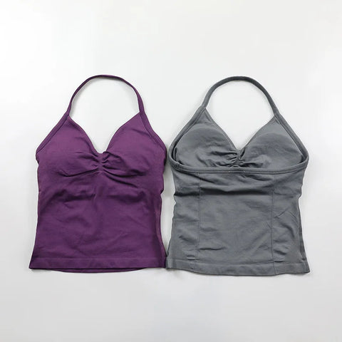 Impact Longline Strappy Top Women Seamless Yoga Tank Tops Ruched Backless Gym Clothes Workout Sleeveless Shirts With Buit In Bra Zen fit plus