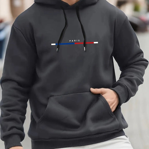 Paris Print Hoodies Tshirt  For Men Casual Autumn Winter Zen fit plus
