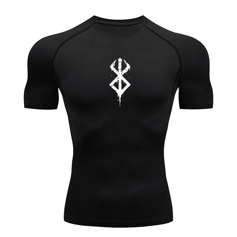 Men's Print Compression Shirts Summer Short Sleeve Rash Guard Gym Workout T-shirt Athletic Quick Dry Baselayer Undershirts Tops Zen fit plus