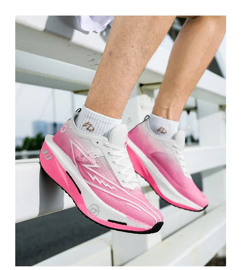 Men's Carbon Board Sneakers Anti-slip Cushioned Comfortable Racing Training Running Shoes Mesh Tennis Shoes Casual for Women - Zen Fit Plus