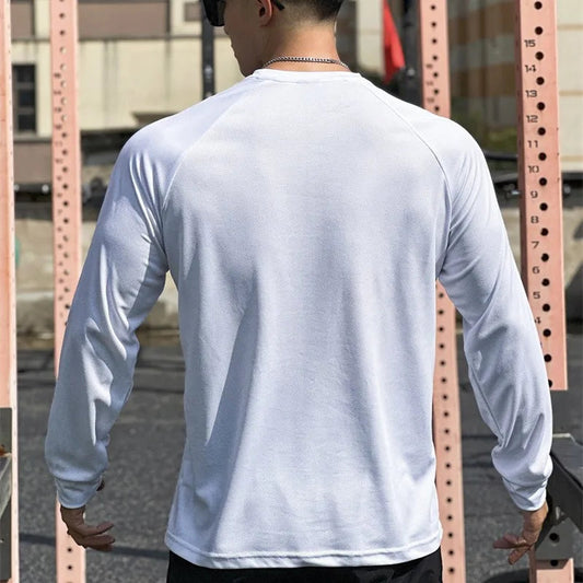 High quality Autumn men long sleeved T-shirt Fashion sport Round Collar  fitness running mesh Breathability Training T-shirt men Zen fit plus