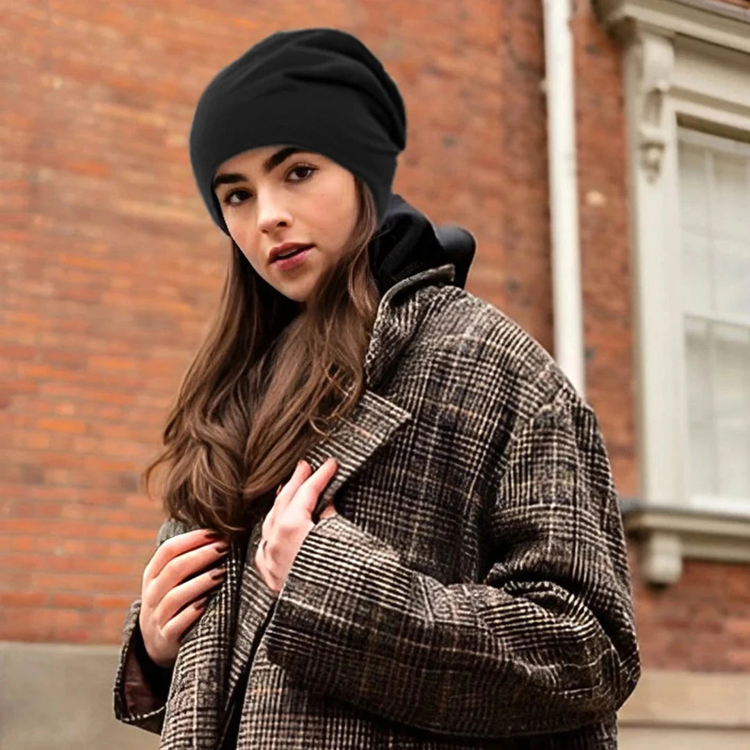 1Pack Solid Color Unisex Men Women Slouchy Beanie Hip-Hop Soft Cotton Cap Lightweight Running Beanie Adult Dwarf Hat Zen Fit Plus