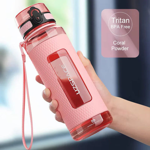 UZSPACE Sports Water Bottles Gym Leak-proof Drop-proof Portable Shaker Outdoor Travel Kettle Plastic Drink Water Bottle BPA Free Zen fit plus