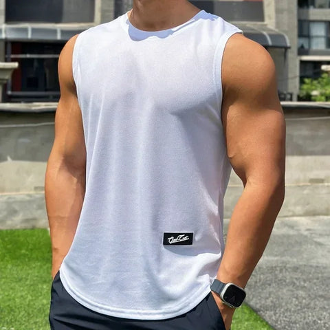 2025 Summer New Trend Men tank top Pullover Round Neck Mesh Bottom Shirt Sports Fitness Top Sleeveless Vest Quick Dry undershirt - Zen Fit Plus