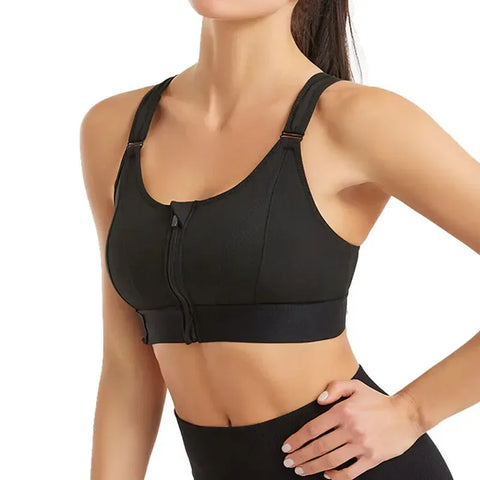 Sports Bras For Women Front Zipper Adjustable Strap Shockproof Elastic Fitness Athletic Brassiere Slim Yoga Crop Top - Zen Fit Plus