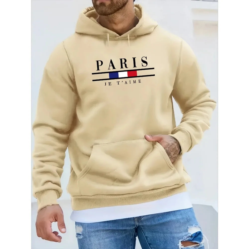 Paris Print Hoodies Men's Women's Fleece Casual Sweatshirts Harajuku Loose Long Sleeve Pullover Hip Hop Streetwear Gothic Hoodie Zen fit plus