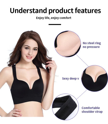 Women Wireless Sports Bra Fitness Running Vest Gym Workout Underwear Padded Tops Bralette Breathable Brassiere Push Up Bras - Zen Fit Plus