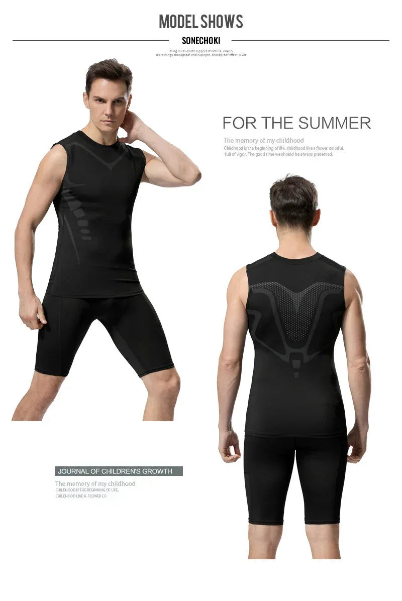 Compression Tank Top Men Gym Shirt Sleeveless Quick Dry Printing Sportswear Male Fitness Bodybuilding Vest Workout Muscle Top - Zen Fit Plus