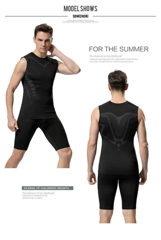 Compression Tank Top Men Gym Shirt Sleeveless Quick Dry Printing Sportswear Male Fitness Bodybuilding Vest Workout Muscle Top - Zen Fit Plus