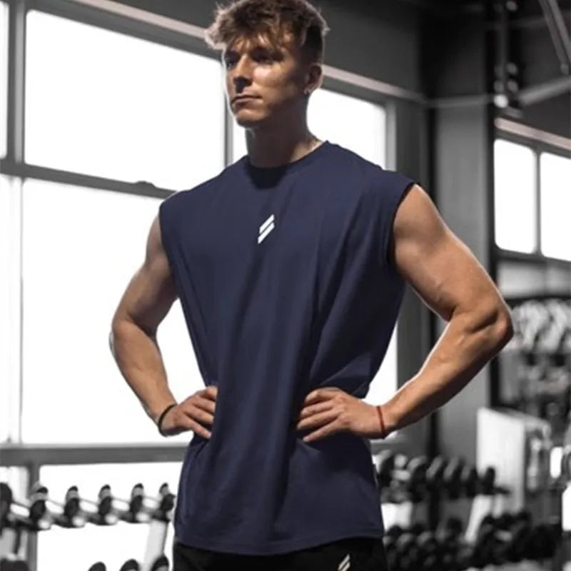 Summer Fitness Sports Tank Top Men's Breathable Loose Fit Training Sleeveless T-shirt Quick Drying vest male Fitness Clothing Zen fit plus