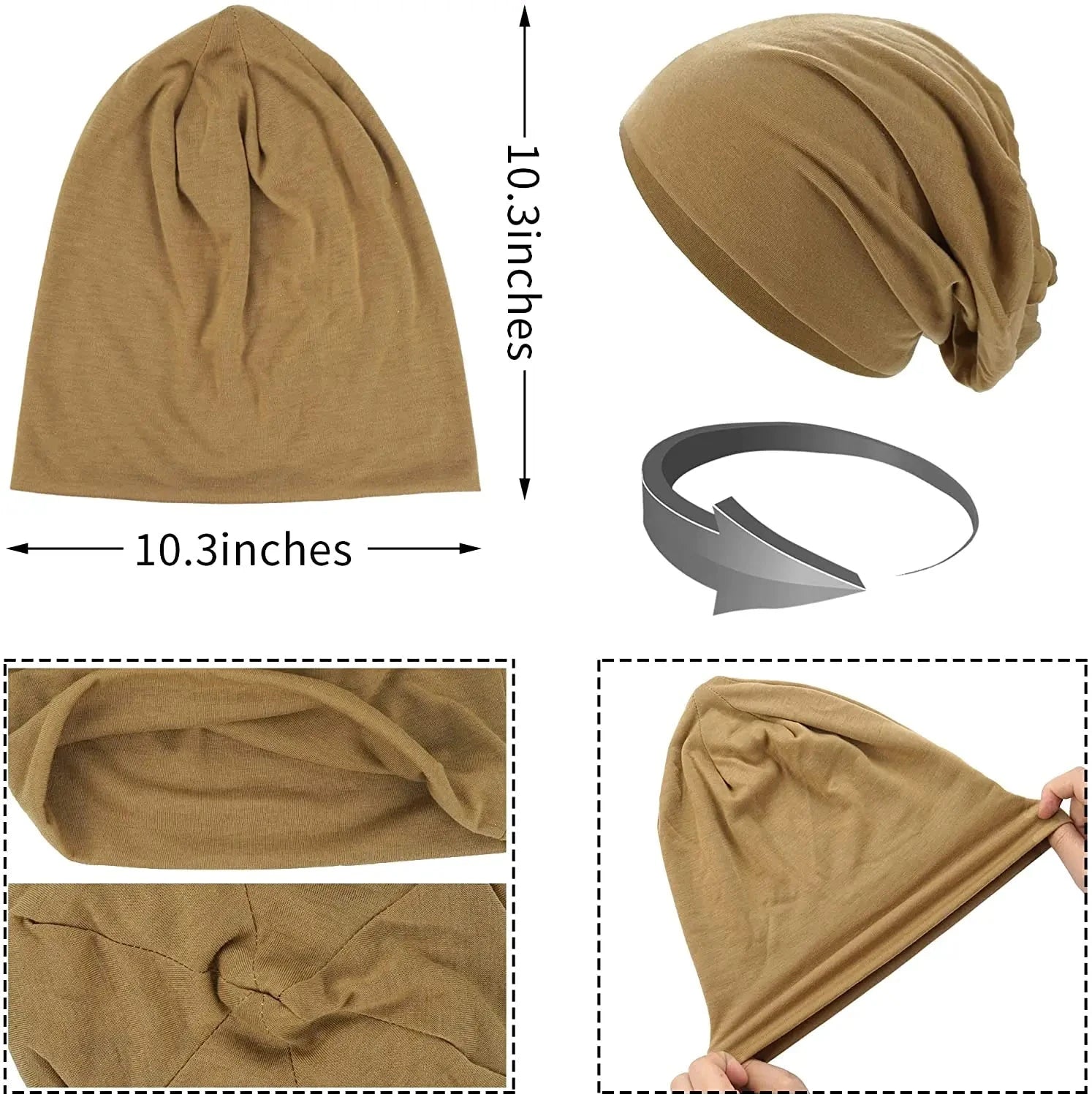 1Pack Solid Color Unisex Men Women Slouchy Beanie Hip-Hop Soft Cotton Cap Lightweight Running Beanie Adult Dwarf Hat Zen Fit Plus