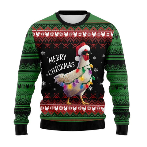 Farm Chicken Ugly Christmas Sweater For Men Clothing Rooster Mens Funny Ugly Sweaters Xmas Holiday Jumper Sweater Sweatshirt - Zen Fit Plus