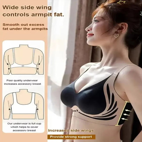 Powerful Push up Seamless Bra Women Gathered Up Wireless Bra Soft Full Coverage Support Adjustable Underwear Anti Sagging Bra Zen Fit Plus
