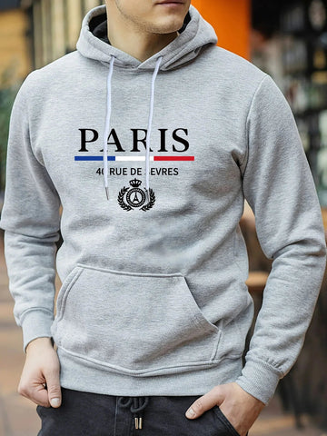 Paris Print Hoodies Tshirt  For Men Casual Autumn Winter Zen fit plus