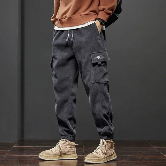 Spring Autumn New Style Elastic Waist Casual Pants for Men Stretch Straight Drawstring Harem Jogging Sports Long Pants Male Zen fit plus