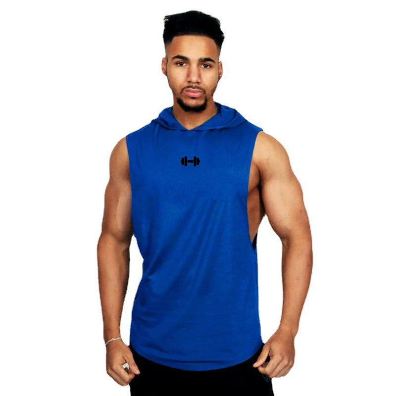 Summer Loose Sleeveless Hooded T-shirts Cotton Breathable Mens Sport Singlets Gym Bodybuilding Tank Tops Fitness Muscle Hoodie Zen fit plus