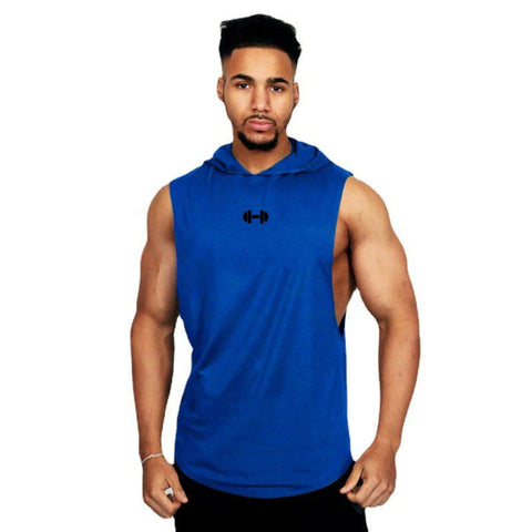 Summer Loose Sleeveless Hooded T-shirts Cotton Breathable Mens Sport Singlets Gym Bodybuilding Tank Tops Fitness Muscle Hoodie Zen fit plus