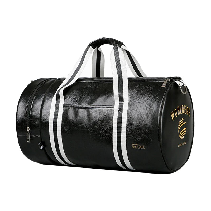 Gym Bag PU Leather Travel Totes Duffle Men Sports Fitness Business Casual Luggage Handbag Shoes Shoulder Weekend Outdoor Bag Zen fit plus