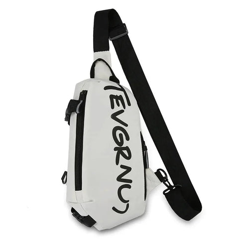 Men's Black Chest Bag Waterproof Nylon Letter Print Women White Crossbody Shoulder Bag Sports Couple Hiking Small Backpack Packs Zen fit plus