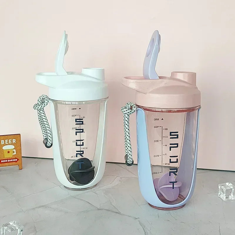 590ML Blender Shaker Bottle with Stirring Ball Protein Powder Shake Cup Plastic Mixing Cup Body Building Exercise Bottle Zen fit plus