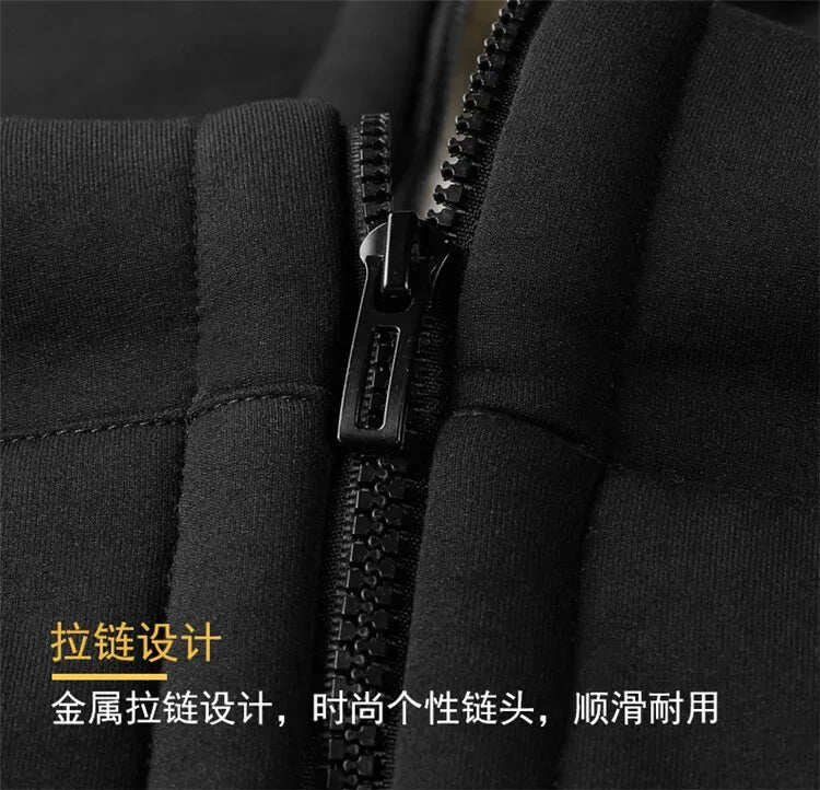 Winter Lambswool Coats Thicken Warm Jackets Long Sleeve Zipper Hoodies Casual Sports Fleece Black Coat Hooded Men Women Jacket - Zen Fit Plus