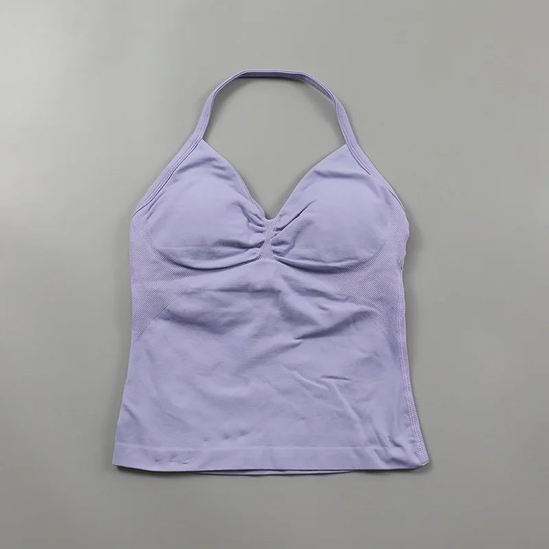 Impact Longline Strappy Top Women Seamless Yoga Tank Tops Ruched Backless Gym Clothes Workout Sleeveless Shirts With Buit In Bra Zen fit plus