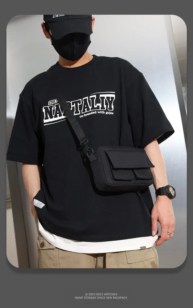 Minimalist Black Shoulder Bag Retro Male Nylon Crossbody Bags Men's Small Messenger Bag for Men Suitable for Daily Use - Zen Fit Plus