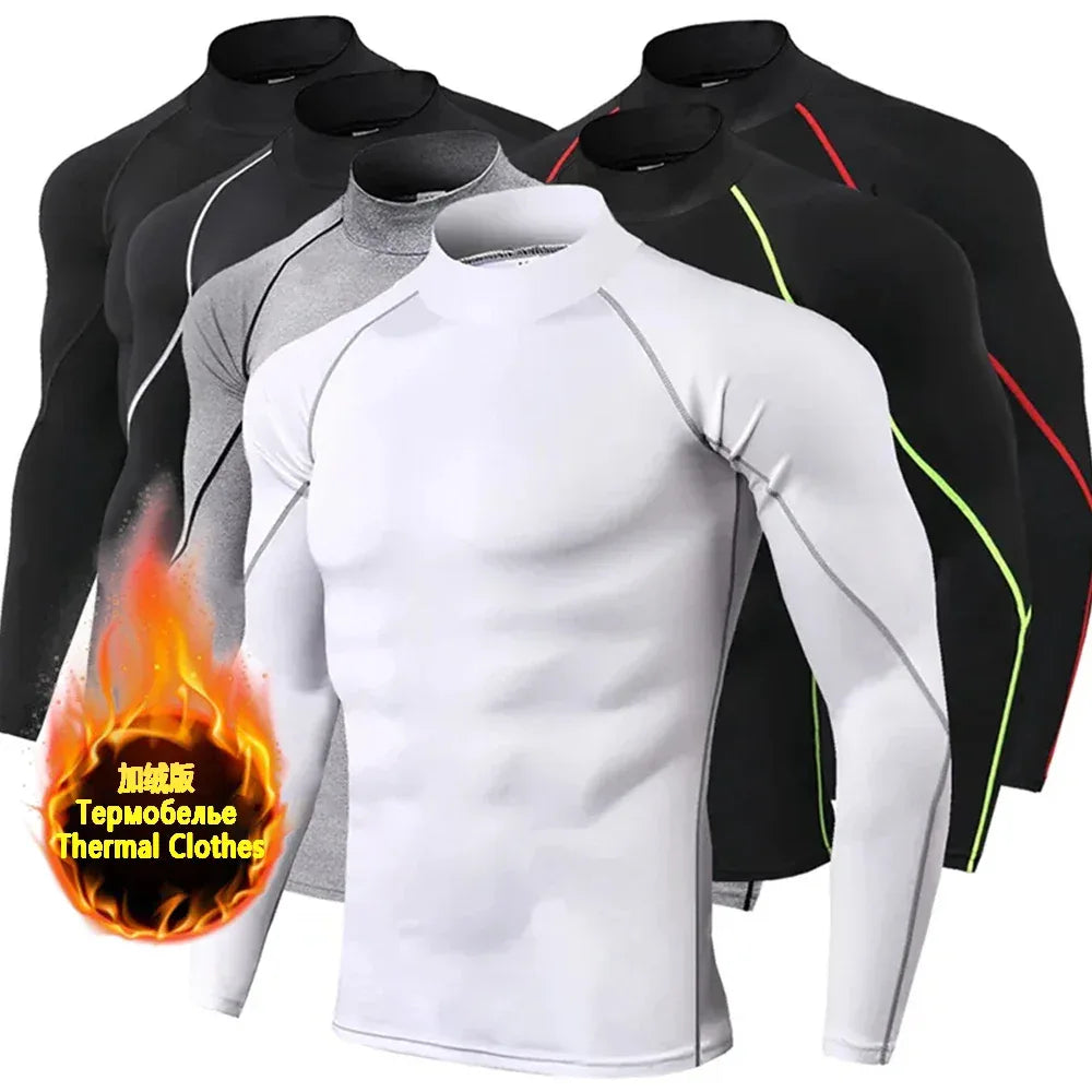 Winter Man Compression Shirt Cycling Clothing Warmth Shirt Warm Bottoming Shirt Men Compression T-Shirt Gym Sportswear 2024 New - Zen Fit Plus