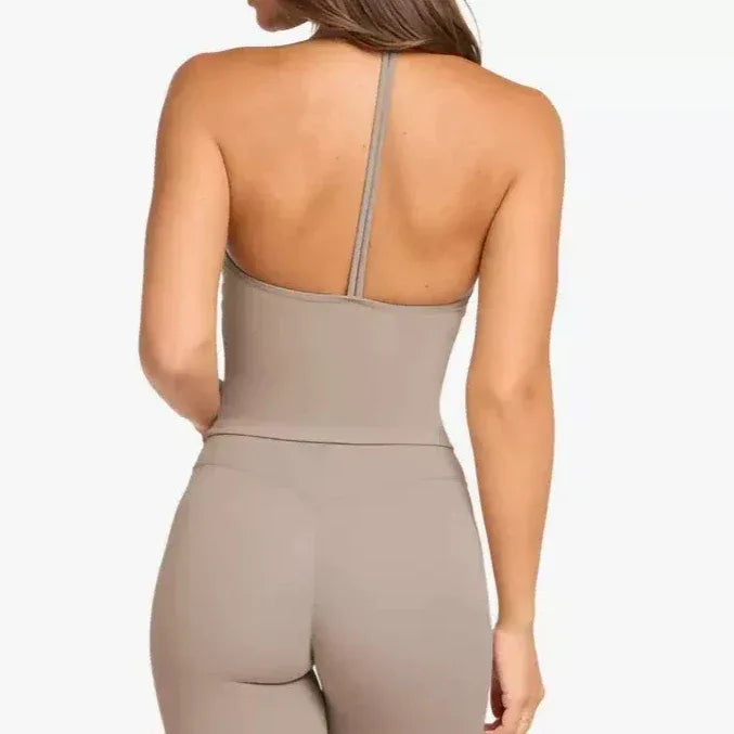 Women sexy halter halter fitness wear Yoga vest with chest pad Sports bra Sports shorts Yoga fitness clothing - Zen Fit Plus