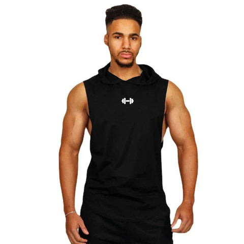 Summer Loose Sleeveless Hooded T-shirts Cotton Breathable Mens Sport Singlets Gym Bodybuilding Tank Tops Fitness Muscle Hoodie - Zen Fit Plus