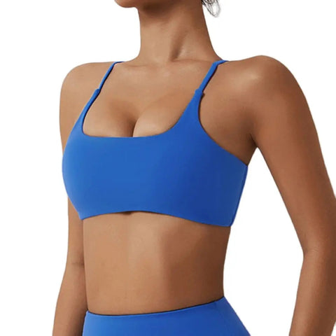 NCLAGEN Ladies Sports Bra Sexy Criss Cross Straps Back High Support Impact Yoga Underwear Running Fitness Gym Padded Bralette Zen fit plus