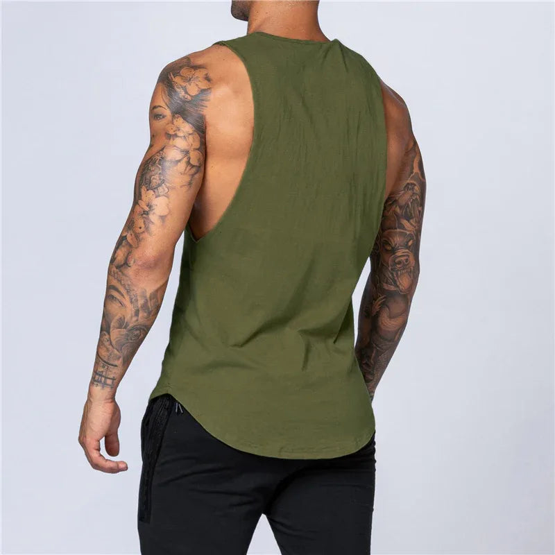 Men's Gym Clothing Summer Fitness Cotton Tank Top Men Jogging Bodybuilding Sleeveless Shirt Breathable O-Neck Casual Muscle Vest - Zen Fit Plus