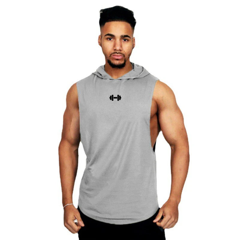 Summer Loose Sleeveless Hooded T-shirts Cotton Breathable Mens Sport Singlets Gym Bodybuilding Tank Tops Fitness Muscle Hoodie Zen fit plus