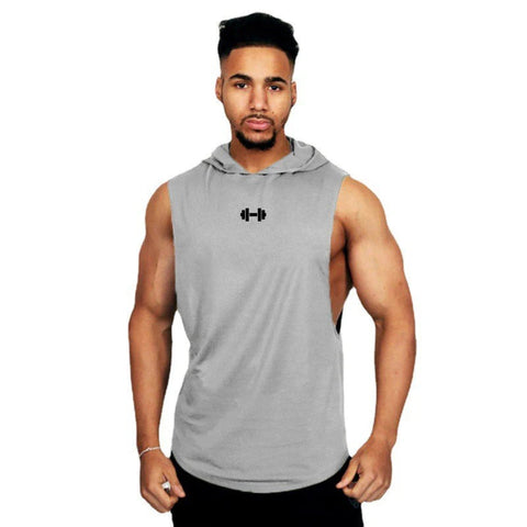 Summer Loose Sleeveless Hooded T-shirts Cotton Breathable Mens Sport Singlets Gym Bodybuilding Tank Tops Fitness Muscle Hoodie Zen fit plus