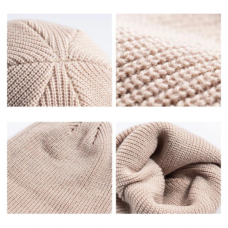 Knitted Hat for Men & Women Caps Wool Fashion Simple Warm Skullies Beanies Solid Autumn Winter Beanie Cap Trendy Style - Zen Fit Plus