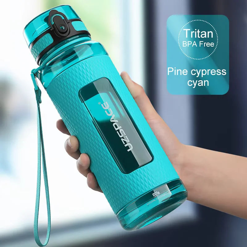 UZSPACE Sports Water Bottles Gym Leak-proof Drop-proof Portable Shaker Outdoor Travel Kettle Plastic Drink Water Bottle BPA Free Zen fit plus