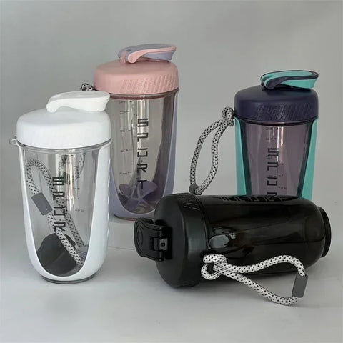 590ML Blender Shaker Bottle with Stirring Ball Protein Powder Shake Cup Plastic Mixing Cup Body Building Exercise Bottle Zen fit plus
