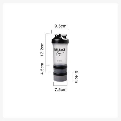 500ml Plastic Water Bottle Three Layer Protein Powder Shaker Large Capacity Stirring Cup Portable Exercise Shaker Spring Cups Zen fit plus
