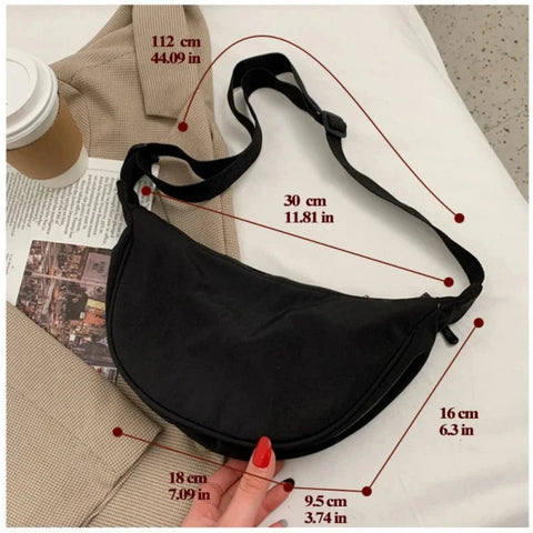 Women Shoulder Bags Solid Color Nylon Dumpling Messenger Bag 2023 New Trendy Lightweight Large Capacity Underarm Bag Zen fit plus
