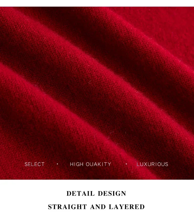 New Fashion Men's 100% Wool Pullover Half-high Collar Sweater Autumn Winter Warm Solid Color Knit Sweater Business Casual Top - Zen Fit Plus