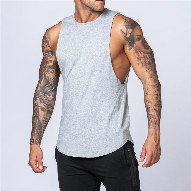 Men's Gym Clothing Summer Fitness Cotton Tank Top Men Jogging Bodybuilding Sleeveless Shirt Breathable O-Neck Casual Muscle Vest Zen fit plus