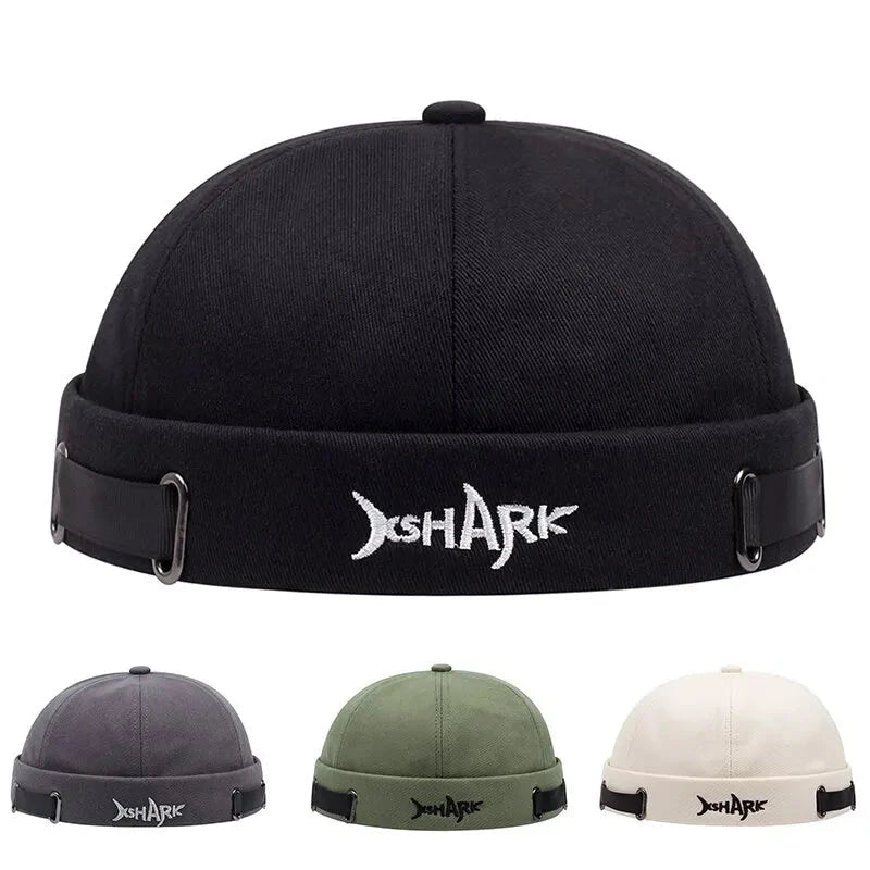 Vintage Brimless Hat Breathable Shark Beanie Hat Cotton Retro Men Adjustable Docker Cap Literary Sailor Cap Women Hip Hop Hat Zen Fit Plus
